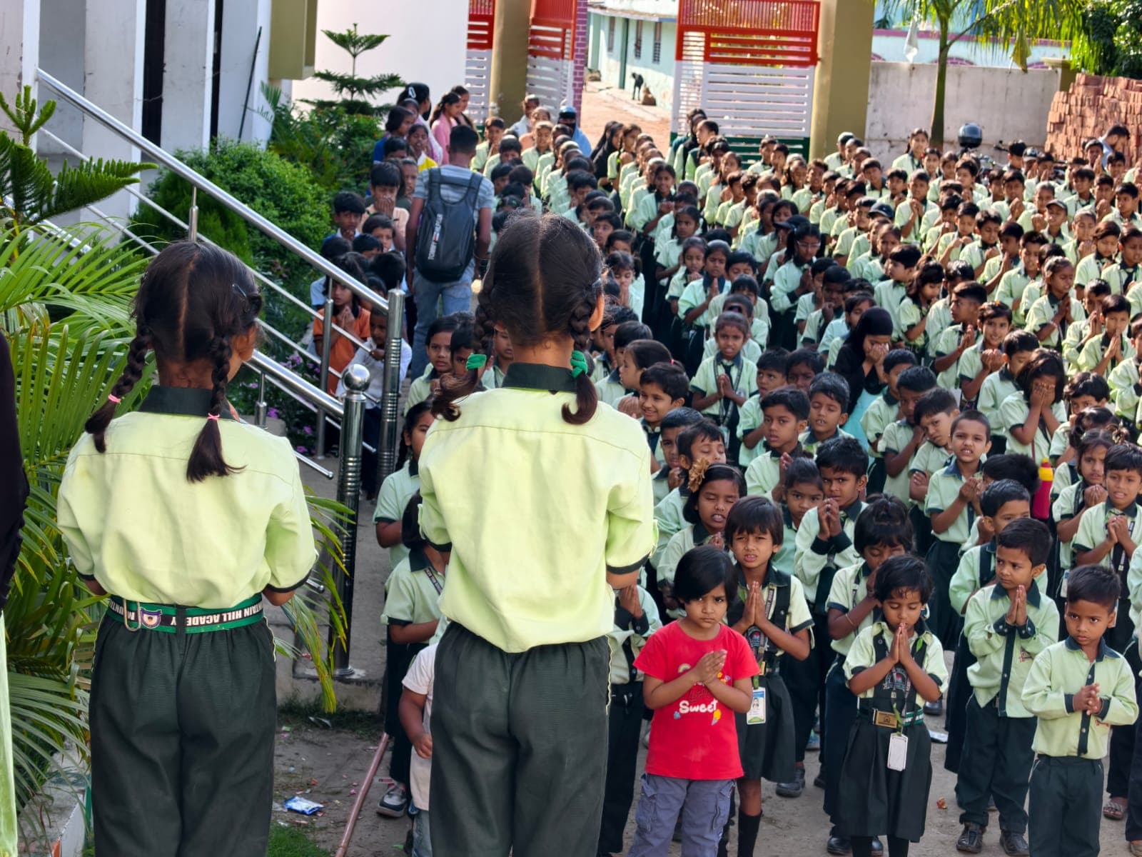 Students during morning prayer
